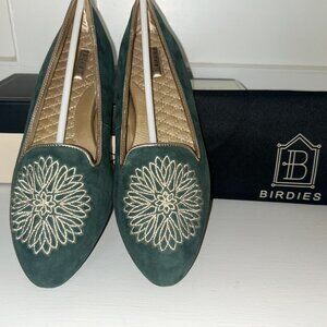 BIRDIES GOLD FINCH GREEN SUEDE LEATHER SHOES